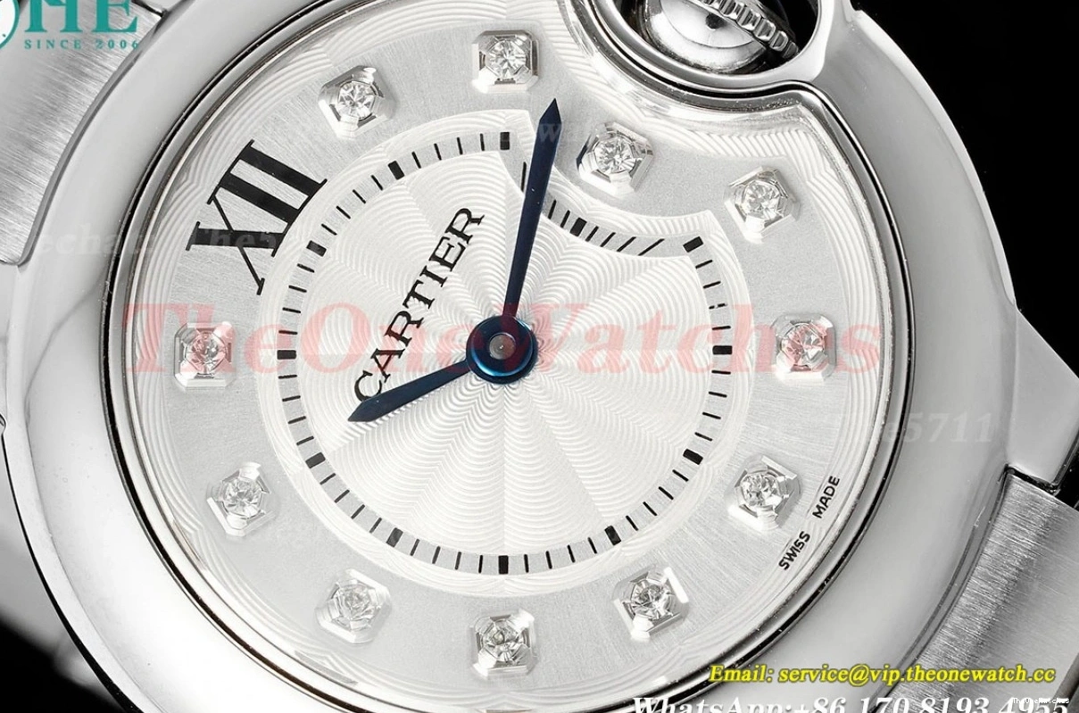 Cartier AF SS Ballon Quartz 33mm Dia De SS Bleu White 0131